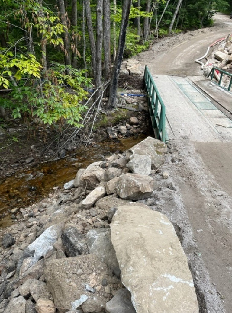 Temporary bridge relocated to allow passage while culvert is put in place